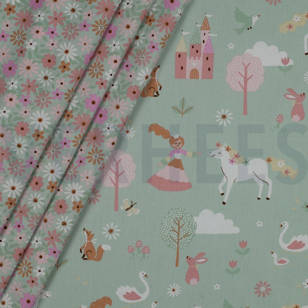 POPLIN CASTLES LIGHT MINT #2