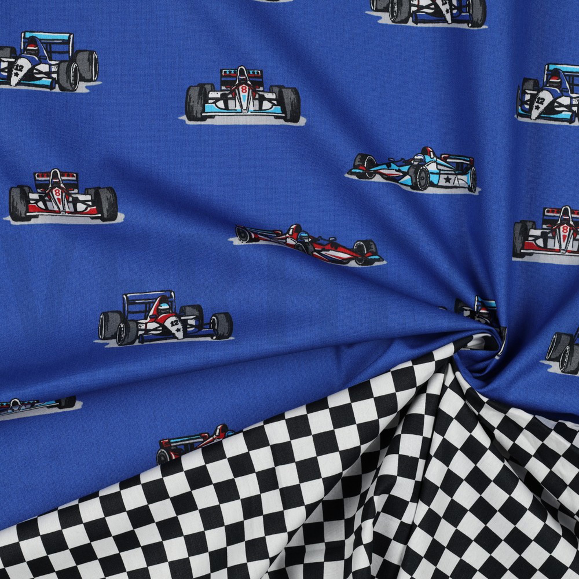 POPLIN RACING CARS BLUE (high resolution) #2