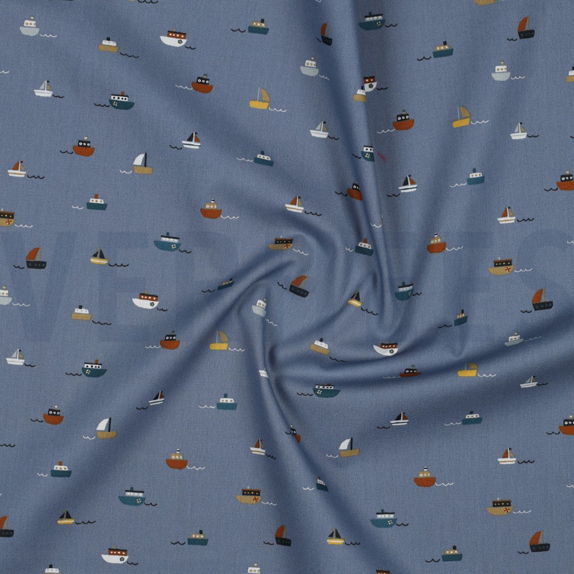 POPLIN GOTS BOATS BLUE SHADOW (high resolution) #2