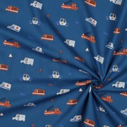 POPLIN GOTS CAR FIRE BLUE (thumbnail) #2