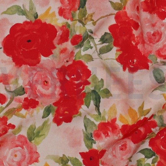 VISCOSE RADIANCE DIGITAL FLOWERS RED #7