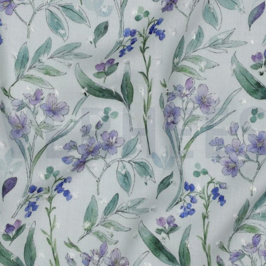 VISCOSE DOBBY DIGITAL FLOWERS WHITE #7