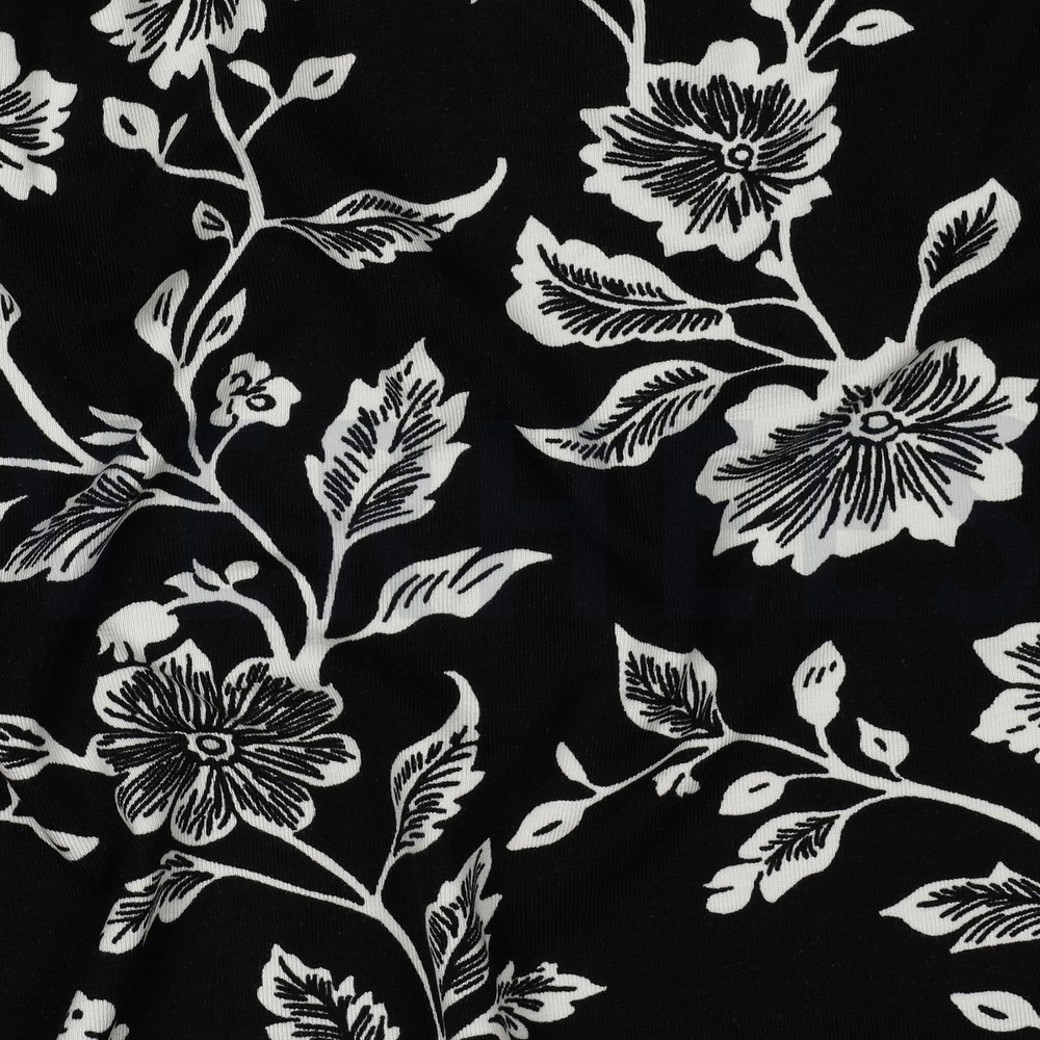 VISCOSE JERSEY FLOWERS BLACK #2