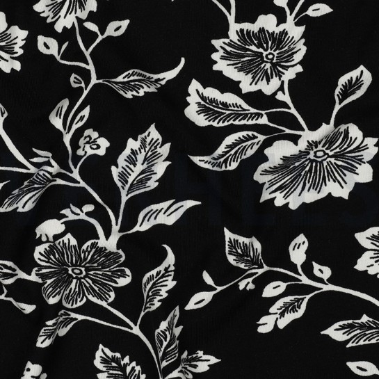VISCOSE JERSEY FLOWERS BLACK #7