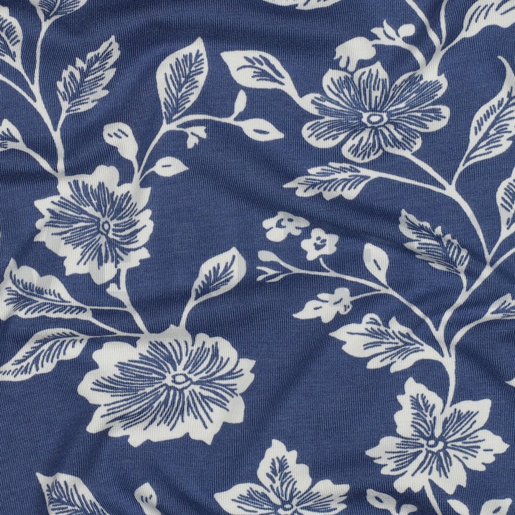 VISCOSE JERSEY FLOWERS BLUE #2