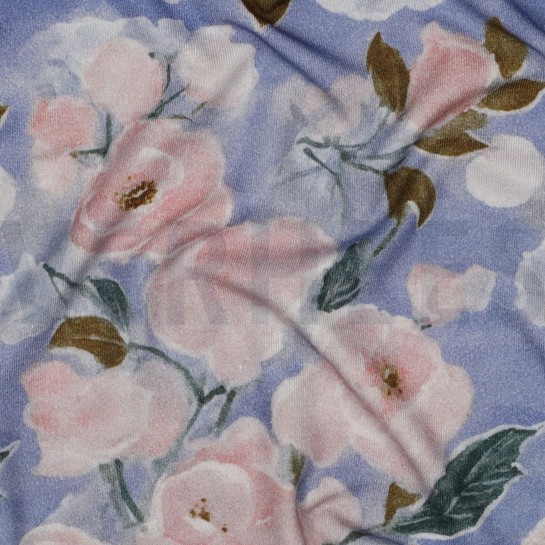 VISCOSE JERSEY DIGITAL FLOWERS LIGHT BLUE #7