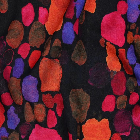 VISCOSE SATIN DIGITAL ABSTRACT BLACK #7