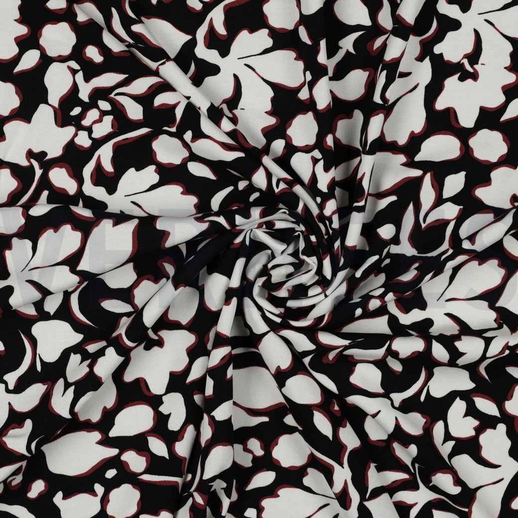 VISCOSE POPLIN STRETCH BIG FLOWERS BLACK #2