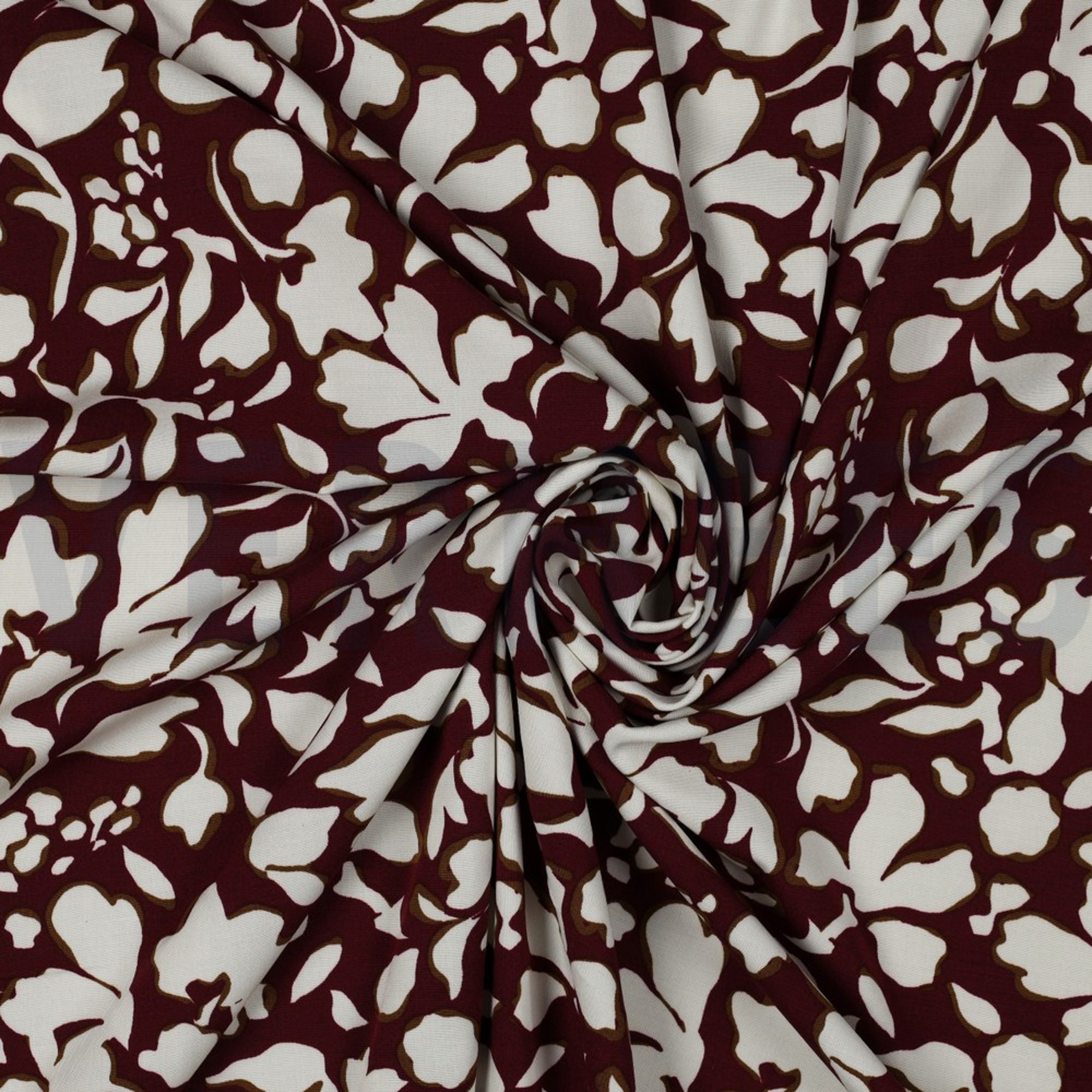 VISCOSE POPLIN STRETCH BIG FLOWERS BORDEAUX (high resolution) #2