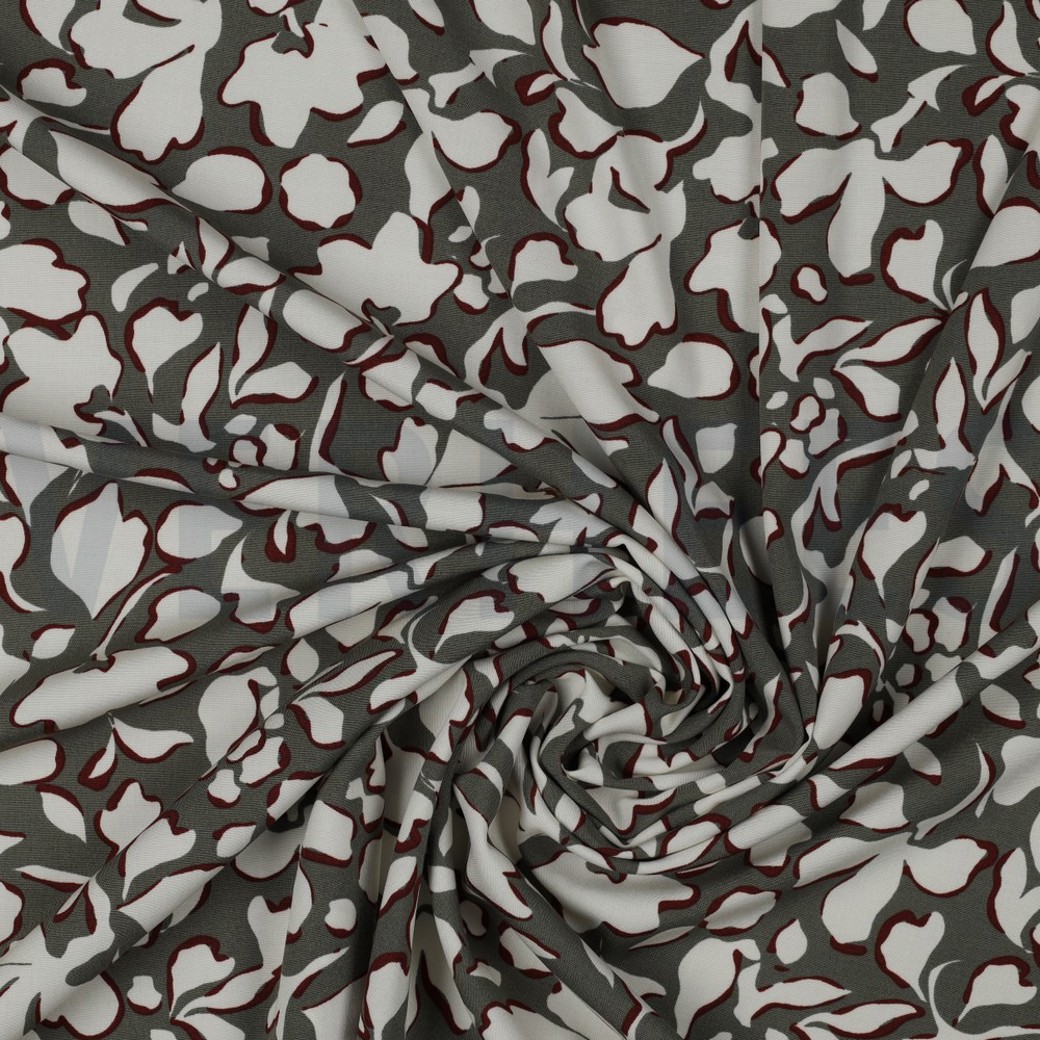 VISCOSE POPLIN STRETCH BIG FLOWERS TAUPE #2
