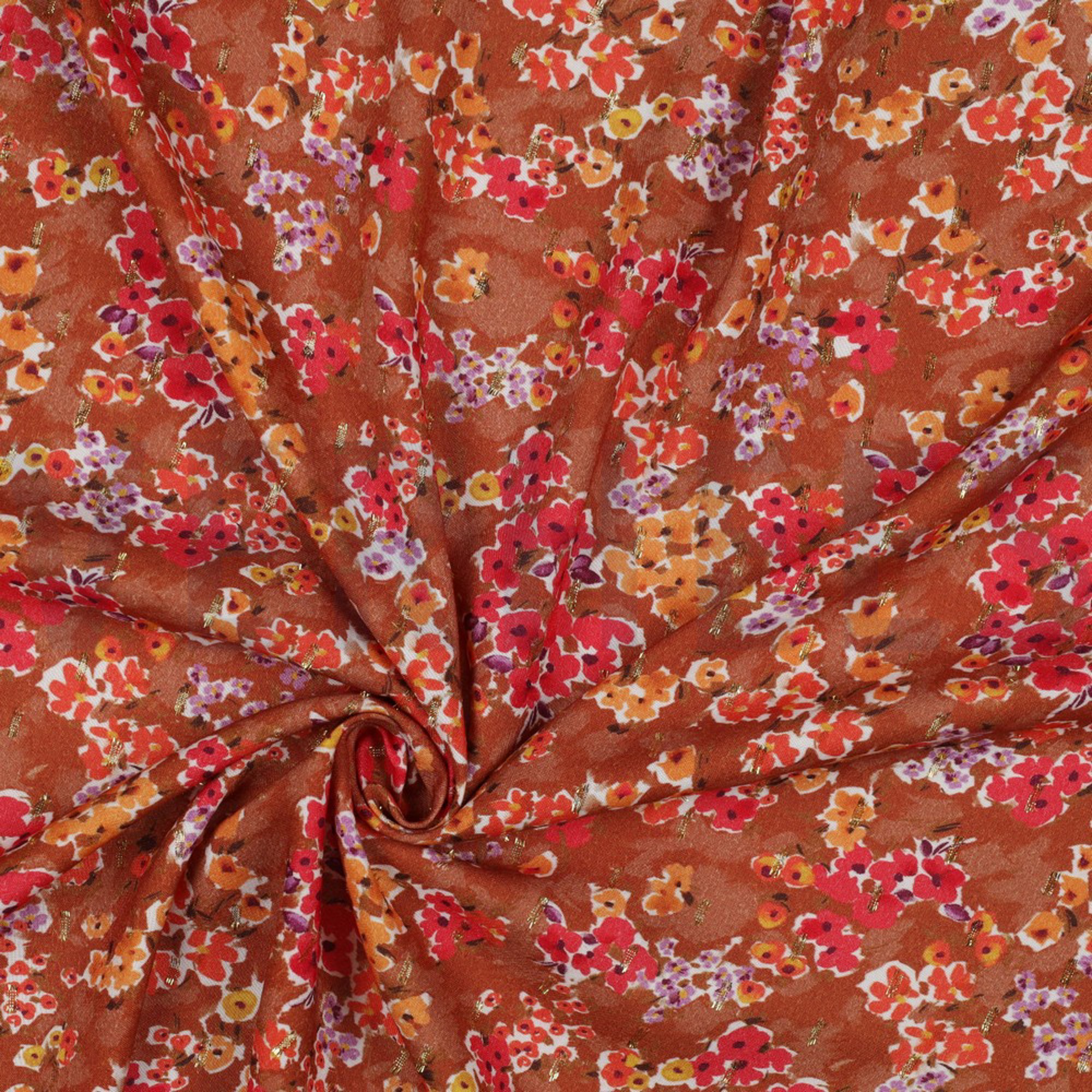 VISCOSE LUREX DIGITAL SMALL FLOWERS RUST (high resolution) #2