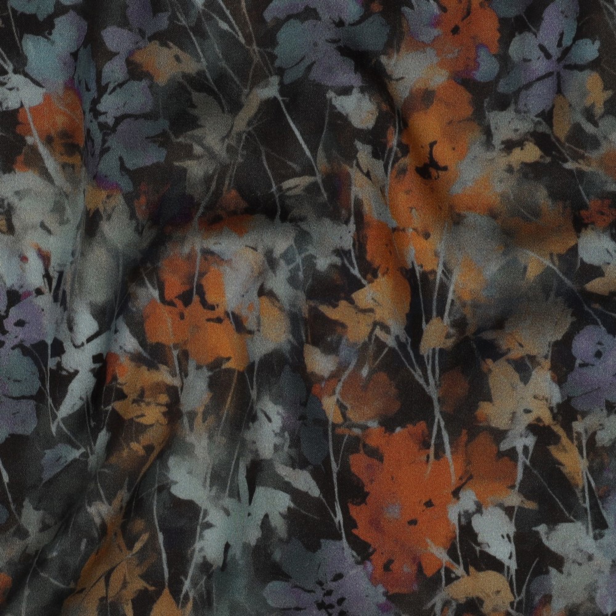VISCOSE SATIN DIGITAL FLOWERS BLACK (high resolution) #2