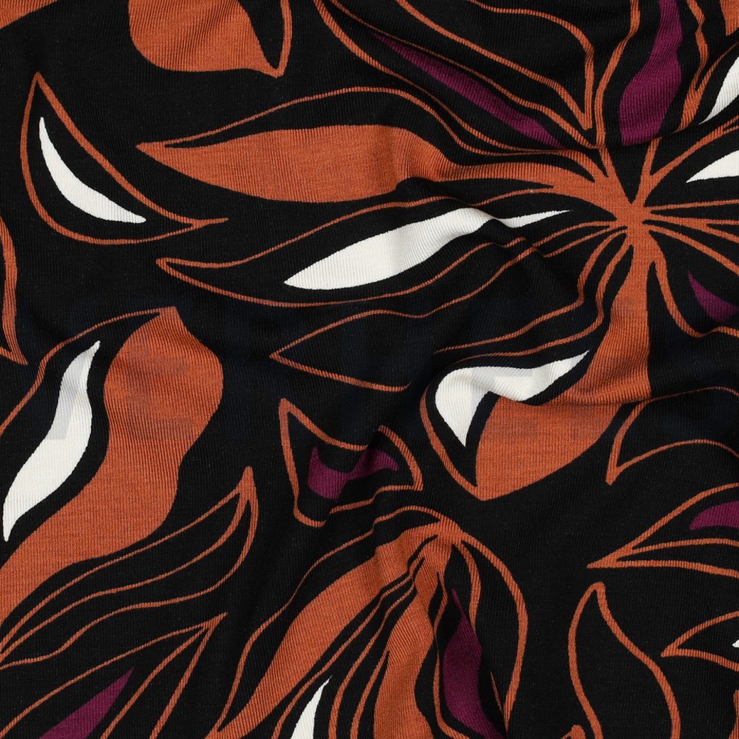 VISCOSE JERSEY FLOWERS BLACK #2