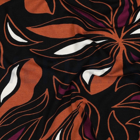 VISCOSE JERSEY FLOWERS BLACK #7
