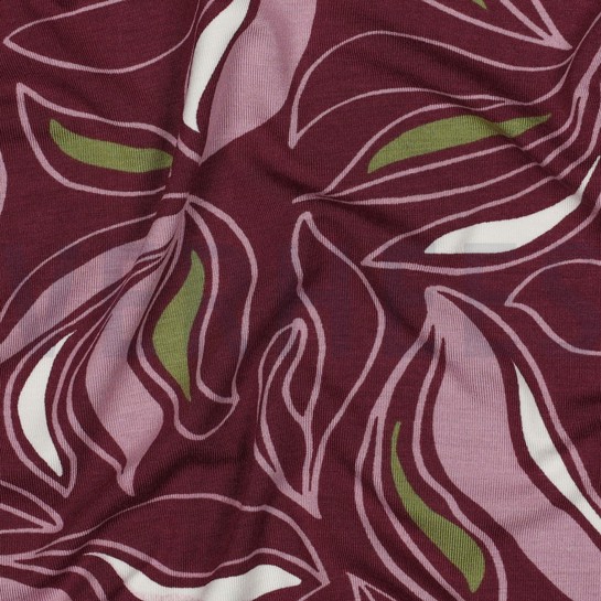 VISCOSE JERSEY FLOWERS DARK MAUVE #7