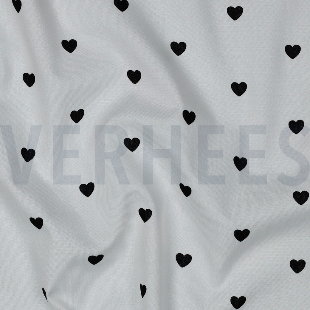 FINE POPLIN HEARTS WHITE / BLACK #2