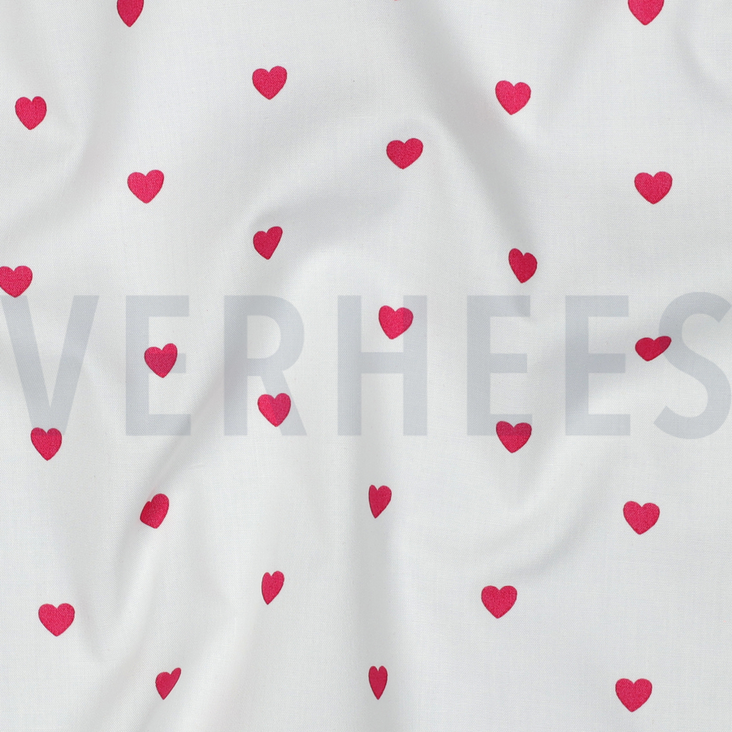 FINE POPLIN HEARTS WHITE / FUCHSIA #2