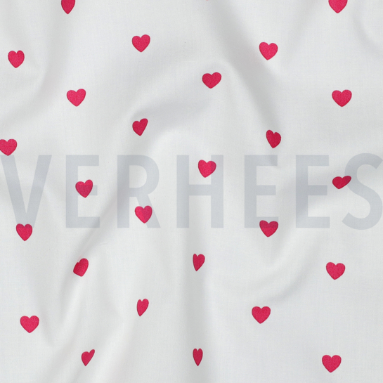 FINE POPLIN HEARTS WHITE/ FUCHSIA #7
