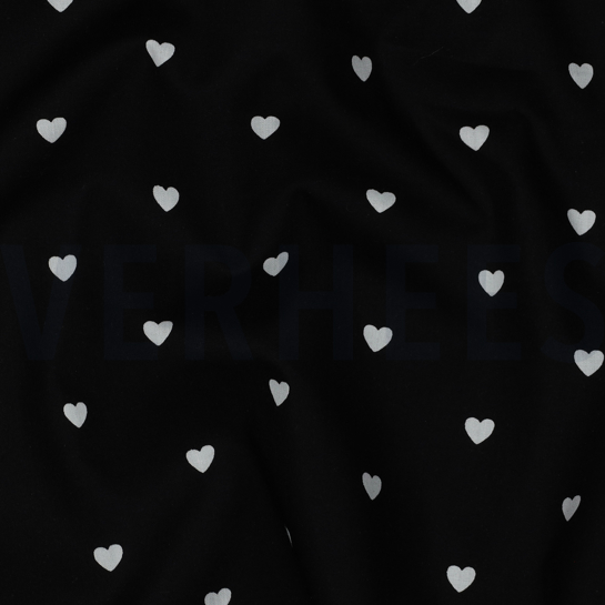FINE POPLIN HEARTS BLACK/ WHITE #7
