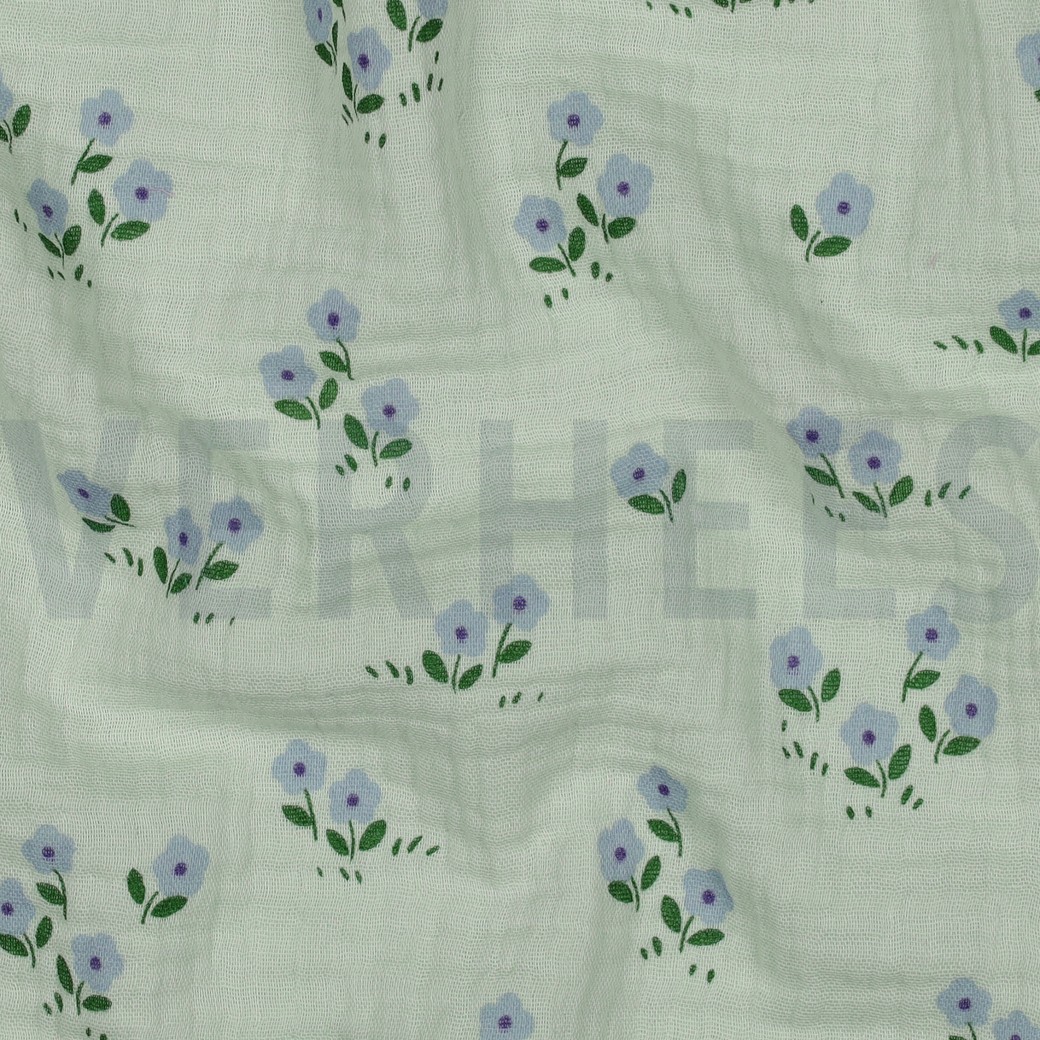 DOUBLE GAUZE FLOWERS MINT #2