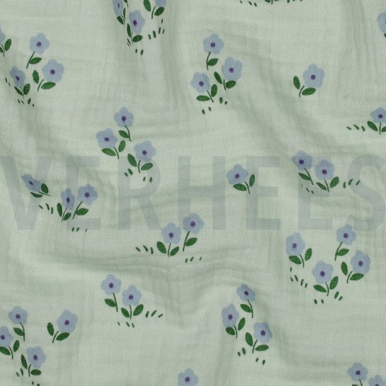 DOUBLE GAUZE FLOWERS MINT #7