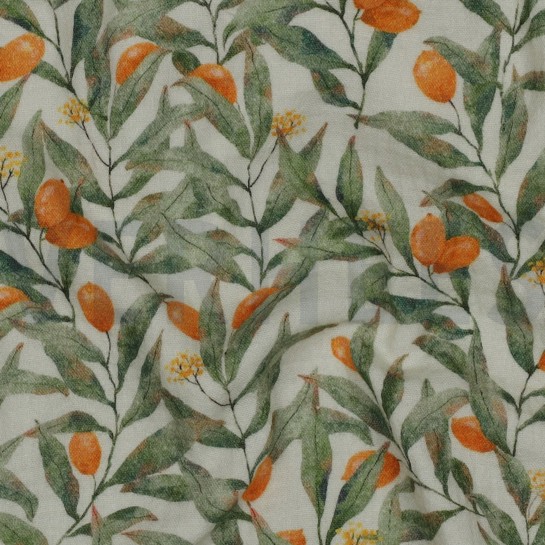 DOUBLE GAUZE DIGITAL LEAVES OFFWHITE #7