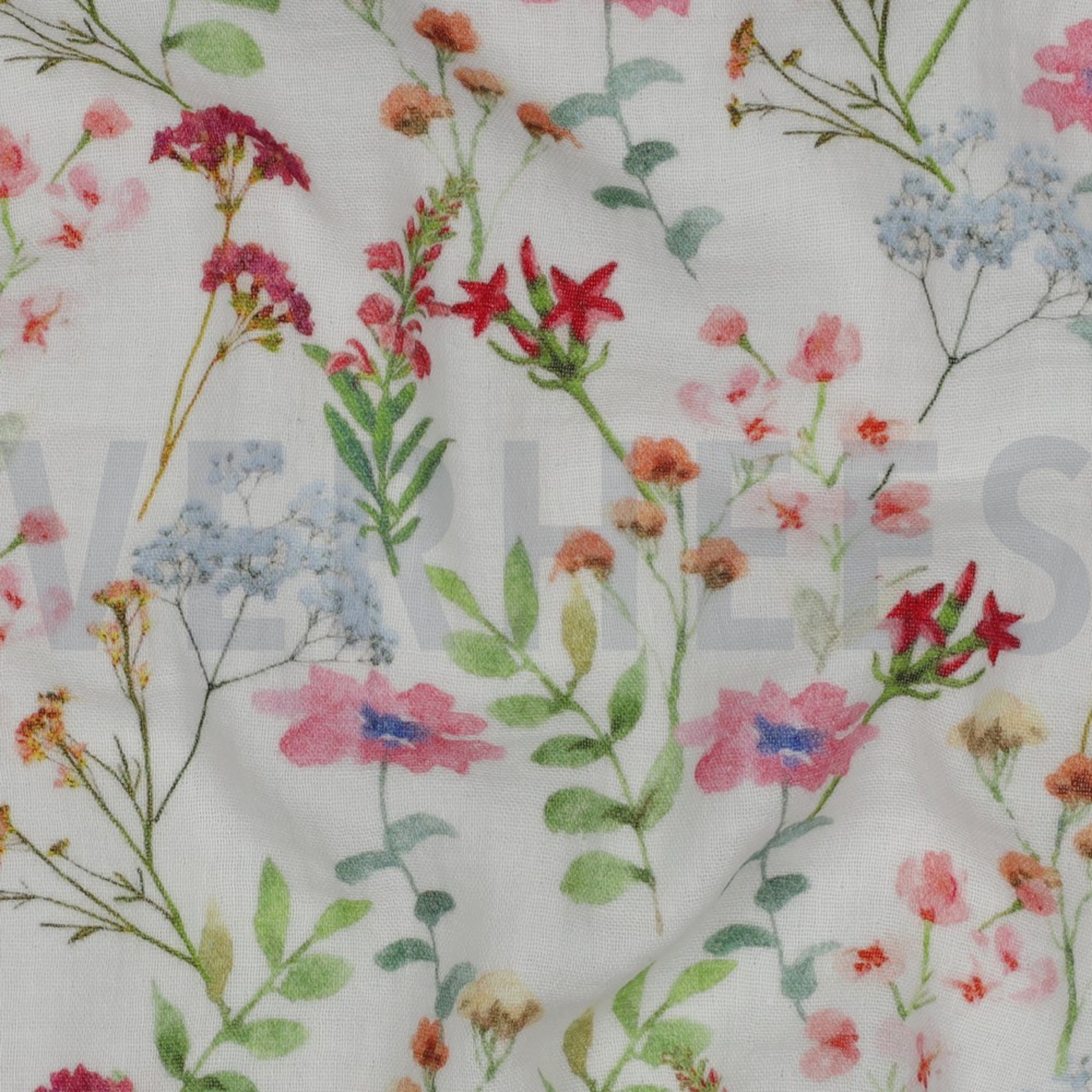 DOUBLE GAUZE DIGITAL FLOWERS WHITE (high resolution) #2