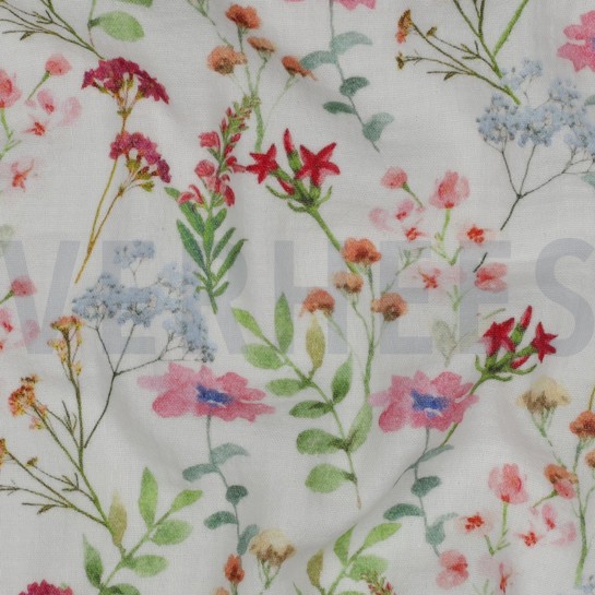 DOUBLE GAUZE DIGITAL FLOWERS WHITE #7