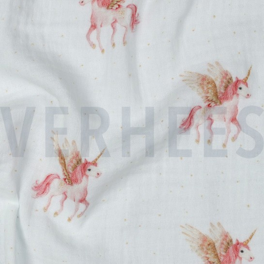 DOUBLE GAZE DE COTON LICORNES BLANC #7