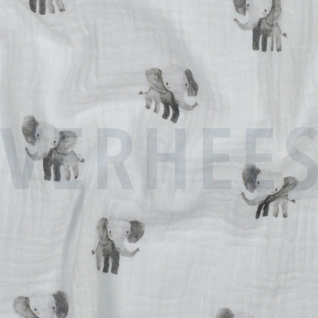 DOUBLE GAUZE GOTS DIGITAL ANIMALS WHITE #2