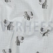 DOUBLE GAUZE GOTS DIGITAL ANIMALS WHITE (thumbnail) #2