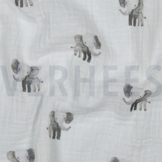 DOUBLE GAUZE GOTS DIGITAL ANIMALS WHITE #7