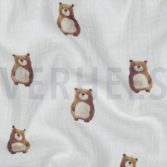 DOUBLE GAUZE GOTS DIGITAL ANIMALS WHITE #7