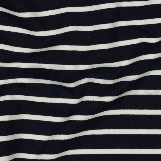 FRENCH TERRY GARNGEFÄRBT STREIFEN MARINEBLAU / ECRU #7