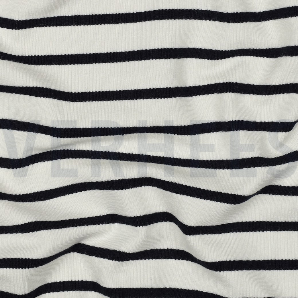 FRENCH TERRY STRIPE ECRU/NAVY #2