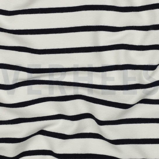 FRENCH TERRY GARNGEFÄRBT STREIFEN ECRU / MARINEBLAU #7