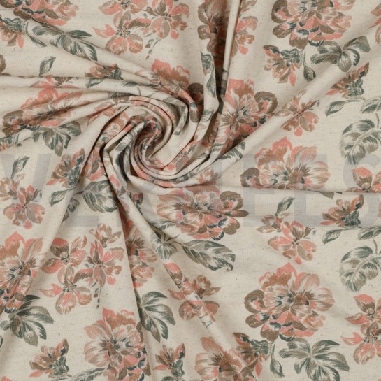 LEINEN JERSEY DIGITAL BLUMEN ECRU #7