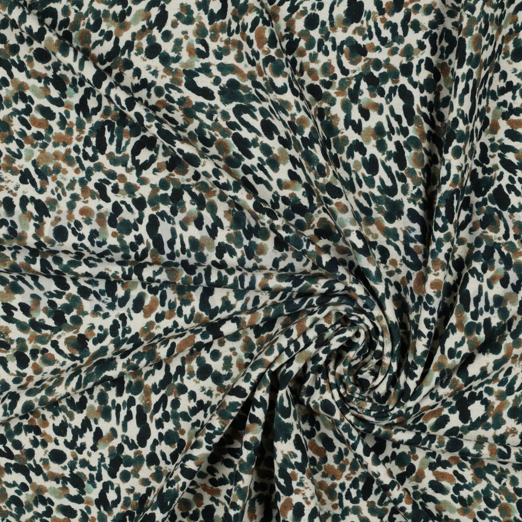 LINEN JERSEY DIGITAL LEOPARD PRINT GREEN #2