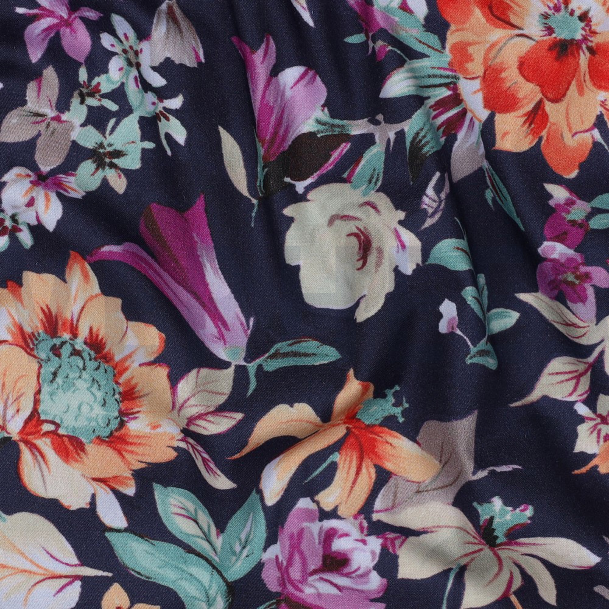 COTTON VISCOSE DIGITAL FLOWERS NAVY (high resolution) #2