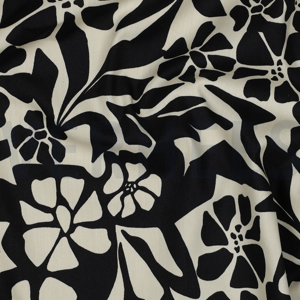 COTTON VISCOSE FLOWERS BLACK #2