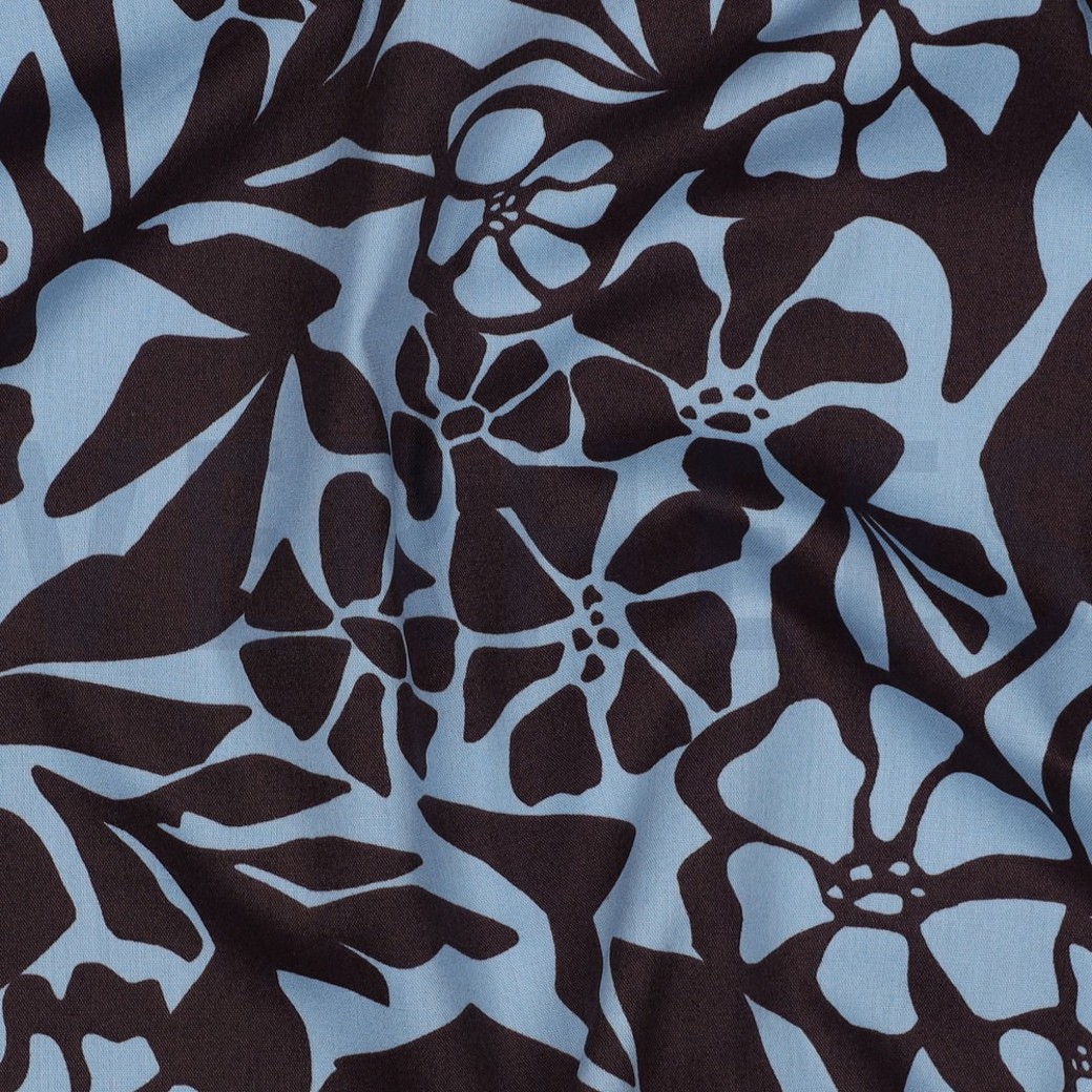 COTTON VISCOSE FLOWERS LIGHT BLUE #2