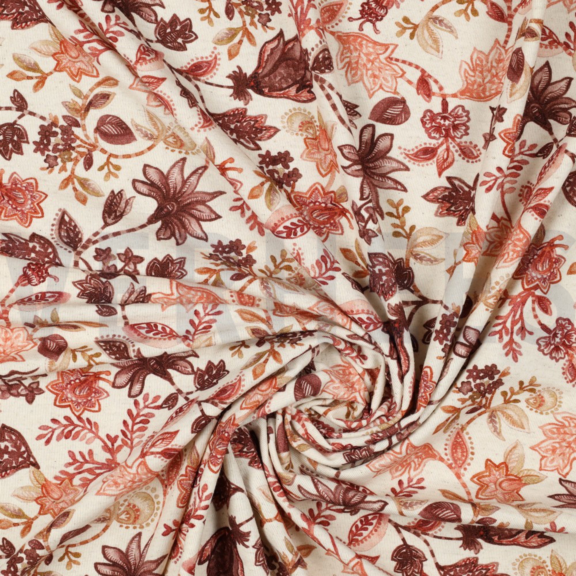 LINEN JERSEY DIGITAL FLOWERS COGNAC (high resolution) #2