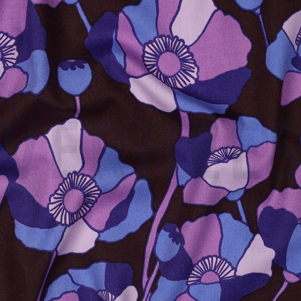 COTTON VISCOSE FLOWERS BORDEAUX #2