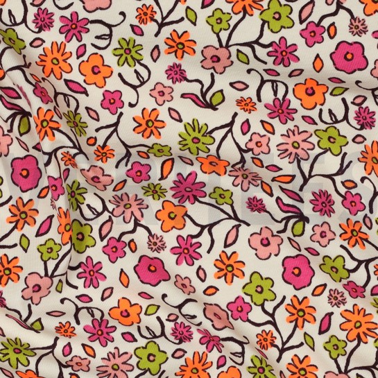 JERSEY NEON FLOWERS WHITE #7