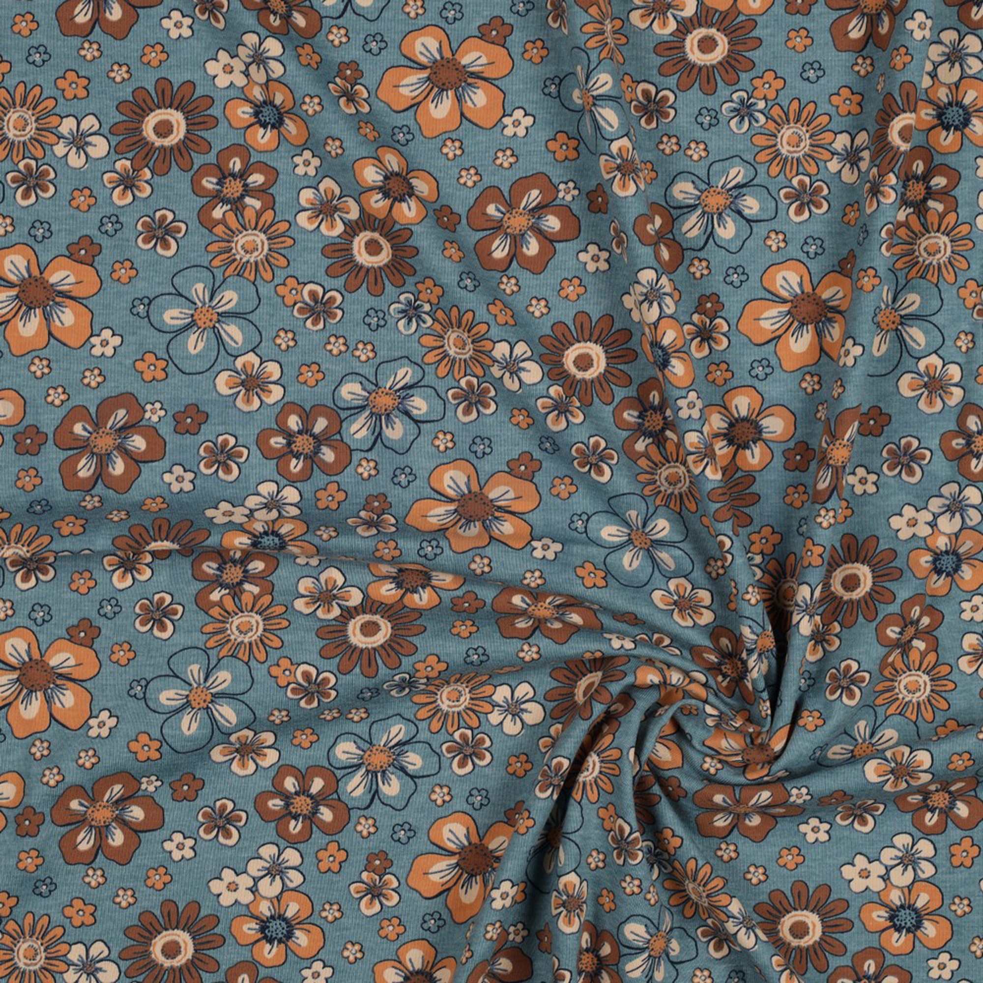 JERSEY MELANGE FLOWERS SMOKE BLUE (high resolution) #2
