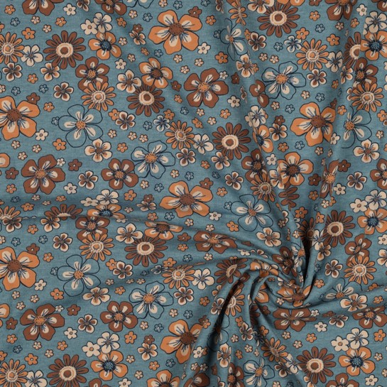 JERSEY MELANGE BLUMEN RAUCHBLAU #7