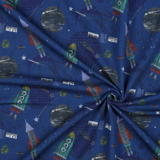 FRENCH TERRY DIGITAAL RUIMTE KOBALTBLAUW #7