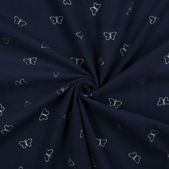 CORDUROY BABYRIB GLITTER VLINDERS MARINEBLAUW #7