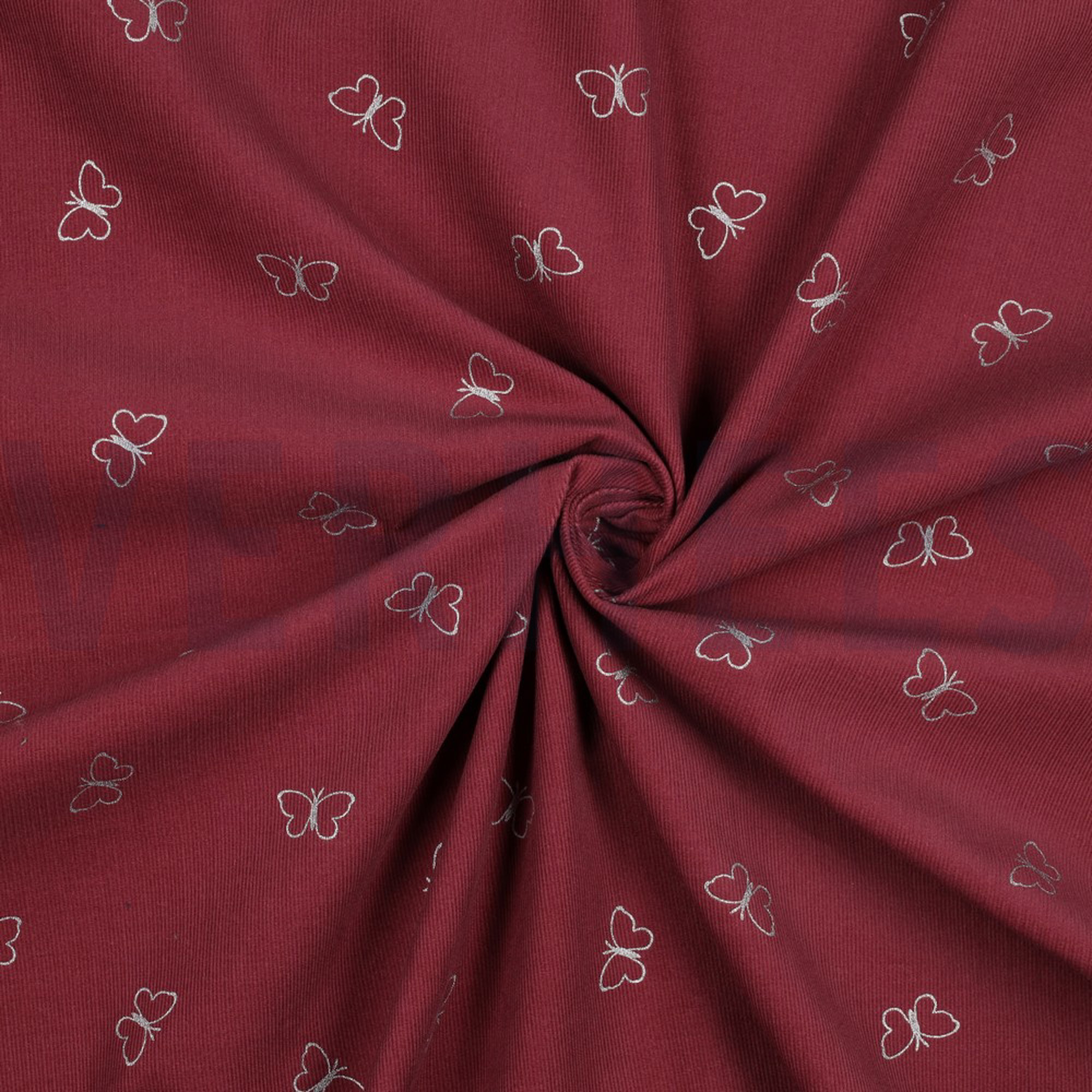 BABYCORD GLITTER BUTTERFLIES BORDEAUX (high resolution) #2