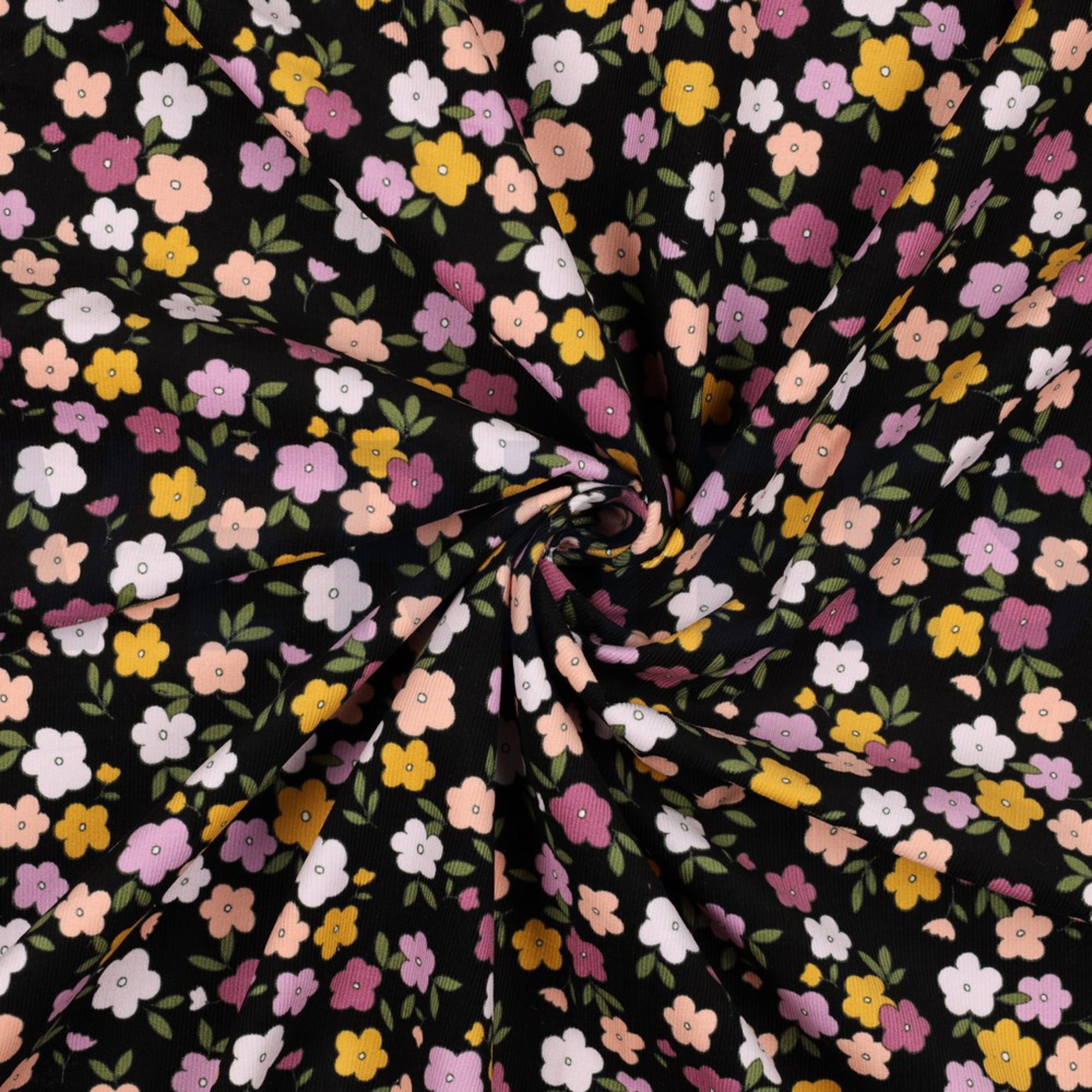 BABYCORD SMALL FLOWERS BLACK (high resolution) #2
